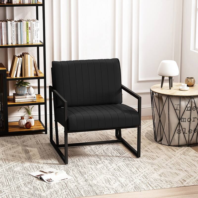 Modern Fashion PU Leather Feature Armchair - Black