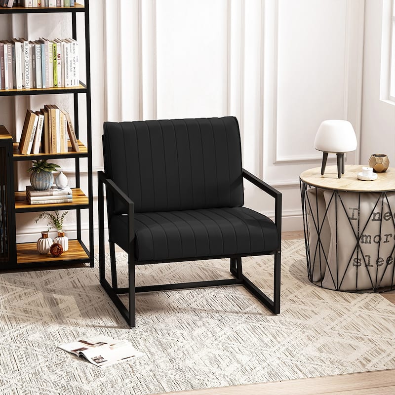 PU Leather Feature Armchair with Metal Frame