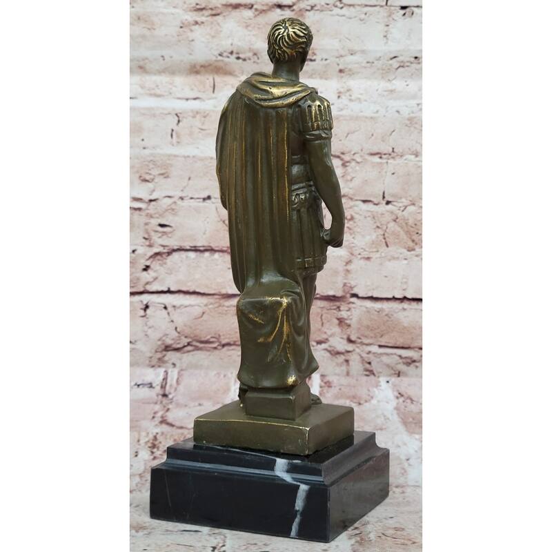 Bronze Roman Emperor Sculpture On Marble Base By Aldo Vitaleh