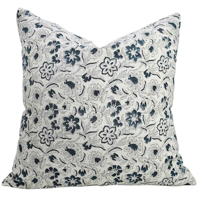 Linen Farmhouse Block print pillow Cover Jarul