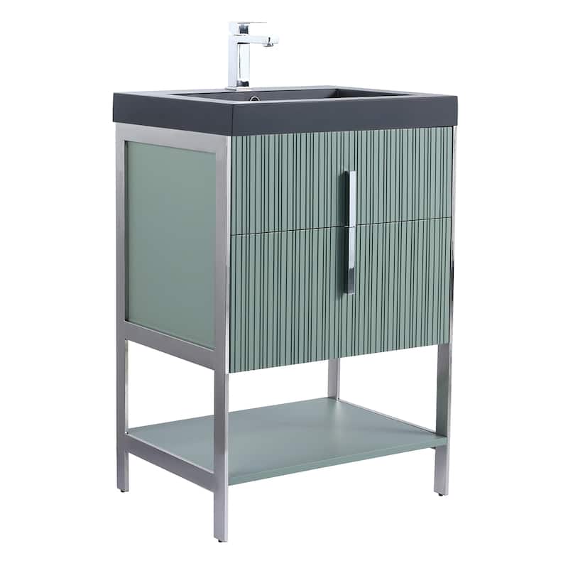 Fine Fixtures Serenity Modern Bathroom Vanity with Black Gel Acrylic Top