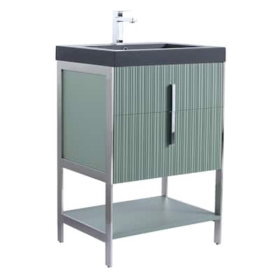 Fine Fixtures Serenity Modern Bathroom Vanity with Black Gel Acrylic Top