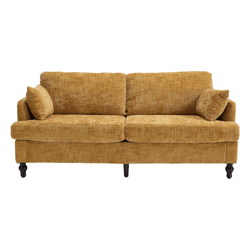 Modern Style Chenille 2-Seater Wood-Legged Sofa With Led Light, Usb Charging Port And Storage Bag Living Room Bedroom Study Room