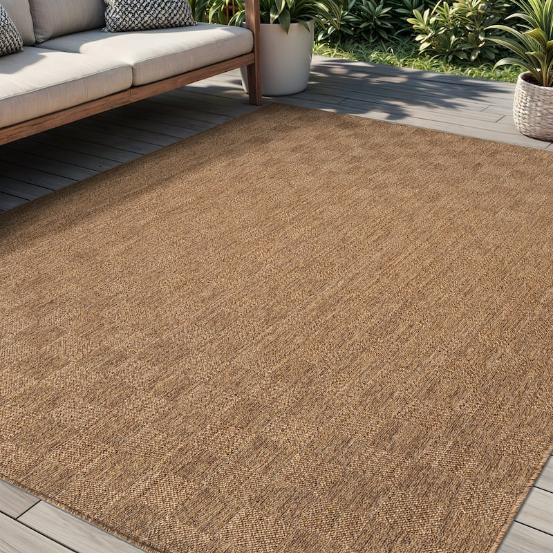 World Rug Gallery Checkered Indoor/Outdoor Flat Woven Area Rug