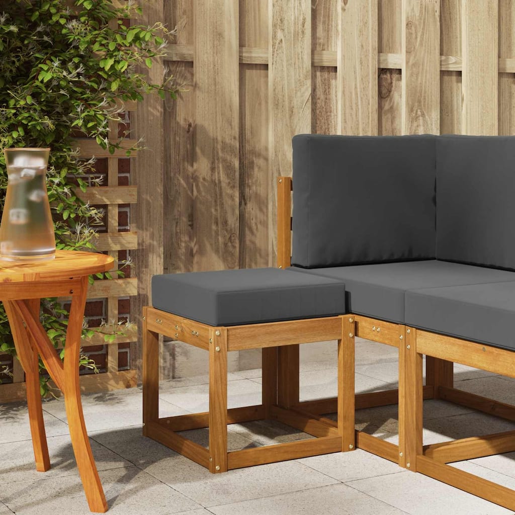 vidaXL Stool Bench Natural and Anthracite 16.93 x 16.93 x 14.57 in