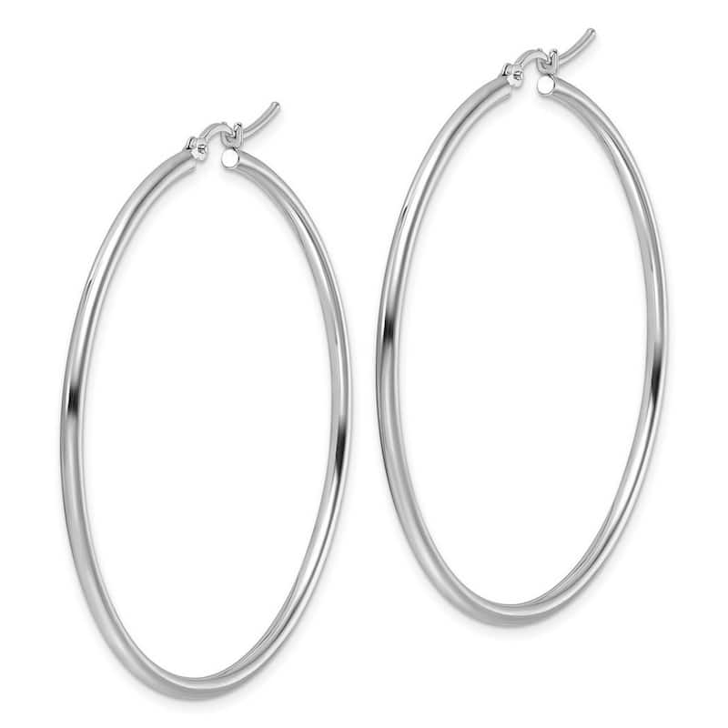 Curata 10k White Gold Polished Hinged 50x2mm Round Hoop Earrings