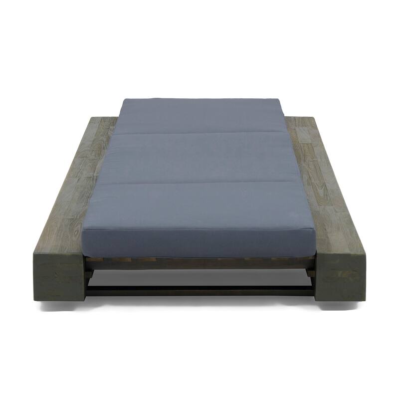 Christopher Knight Home - Outdoor Acacia Wood Chaise Lounge with Ergonomic 3-Fold Water-Repellent Cushion - 79.6"L