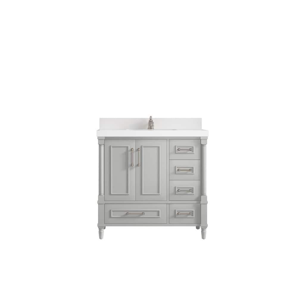 Willow Collections 36 in. W x 22 in. D Aberdeen Center Sink Left Bathroom Vanity with Countertop