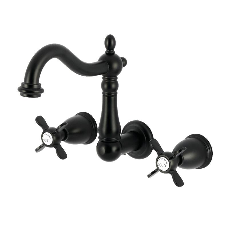 Kingston Brass Essex Double-Handle Wall Mount Bathroom Faucet - Matte Black