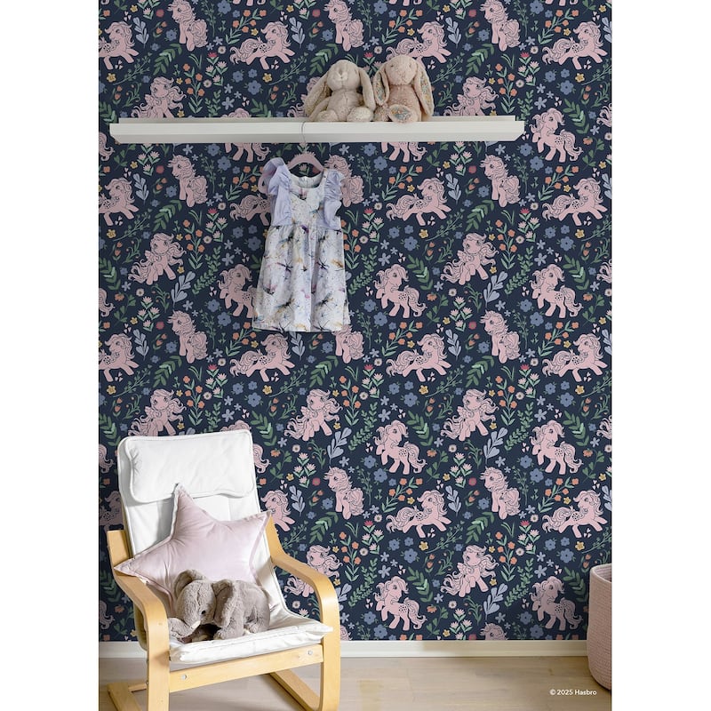 RoomMates My Little Pony Retro Floral Blue Peel and Stick Wallpaper