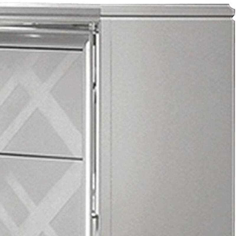 Beli 64 Inch 6 Drawer Wide Dresser Chest, Carved Acrylic Feet, Crisp White