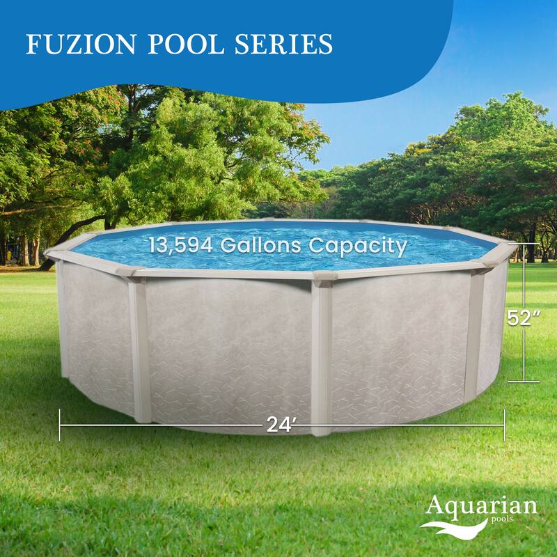 Aquarian Pools Fuzion Series 24 Feet x 52 Inch Round Above Ground Swimming Pool - 418