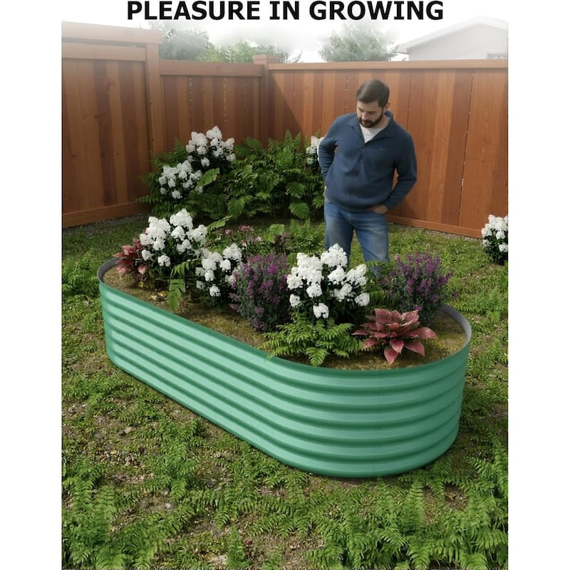 2-Pack Galvanized Steel Raised Garden Beds,Outdoor Deep Planter Box Kit with Tool