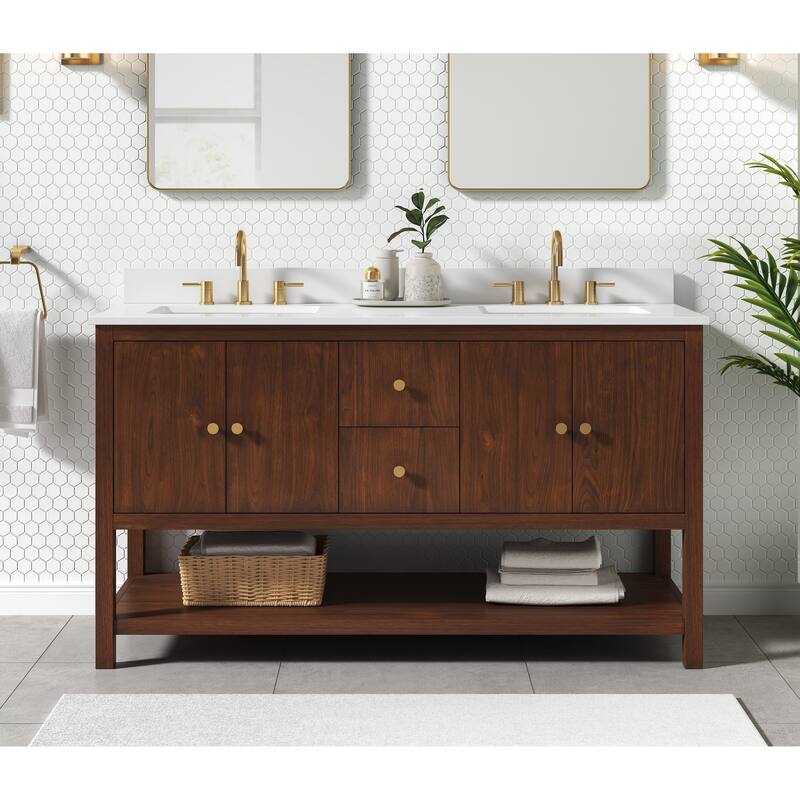 Avanity Zoe 60 in. Vanity Only in Walnut finish