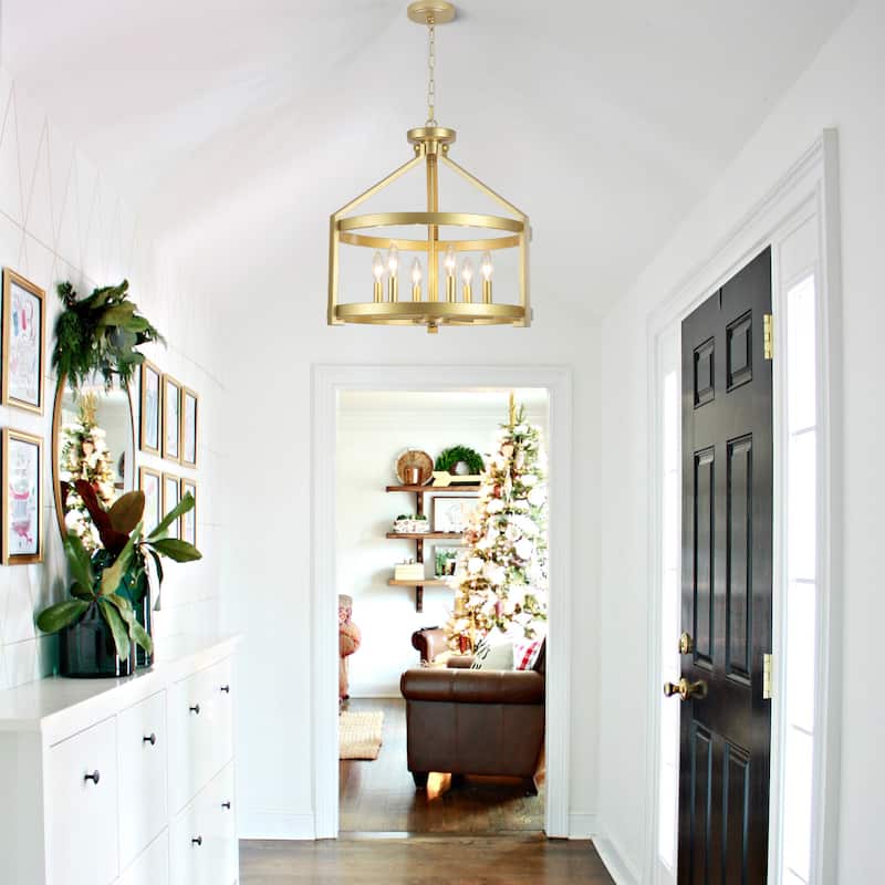6- Light 20.3" Dimmable Modern Farmhouse Round Cage Chandelier for Dining Room Foyer - N/A