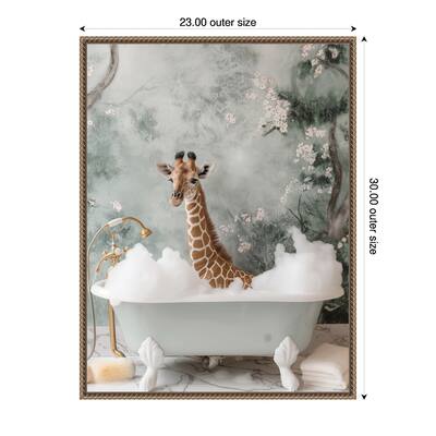 Giraffe Bubble Bliss by Niky Rahner Framed Canvas Wall Art