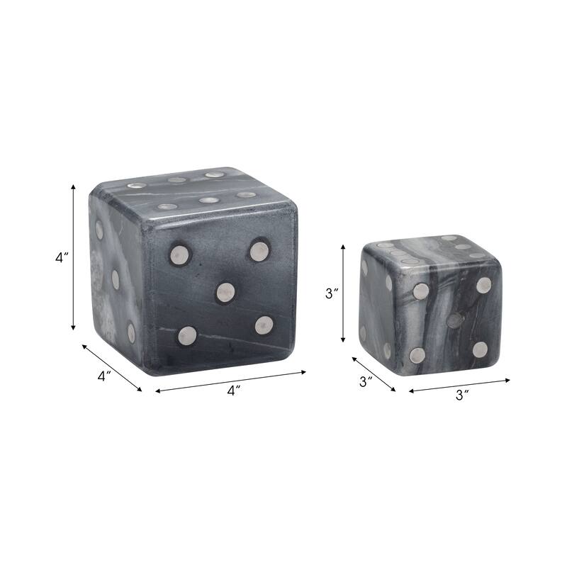 Sagebrook Home Luxury Marble and Steel Dice - Exclusive Home Decor Games for Sophisticated Fun, Set of 2 - 4" x 4" x 4"