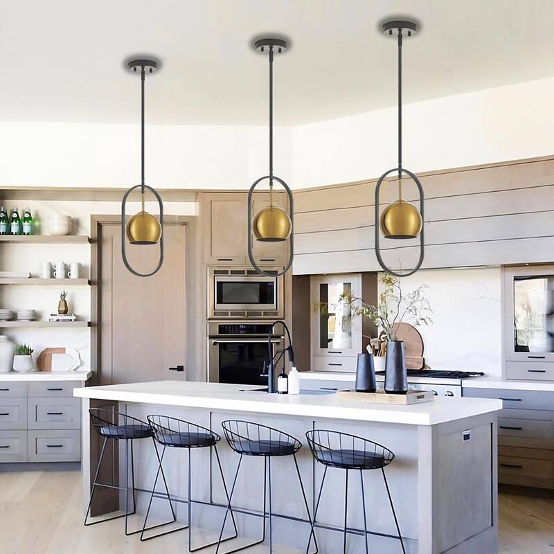 1 Light small globe black, gold pendant light metal hanging light - N/A