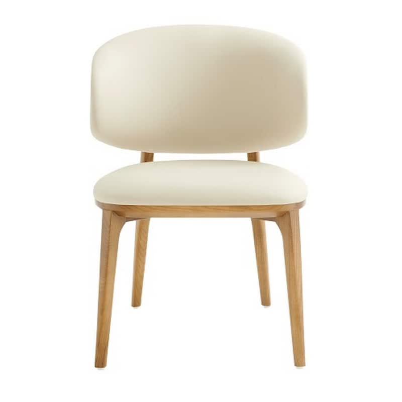 Light Walnut/Cream Faux Leather Upholstered Wood Frame Dining Chair, Sturdy Dining Chair for Dining Rooms - 22.75