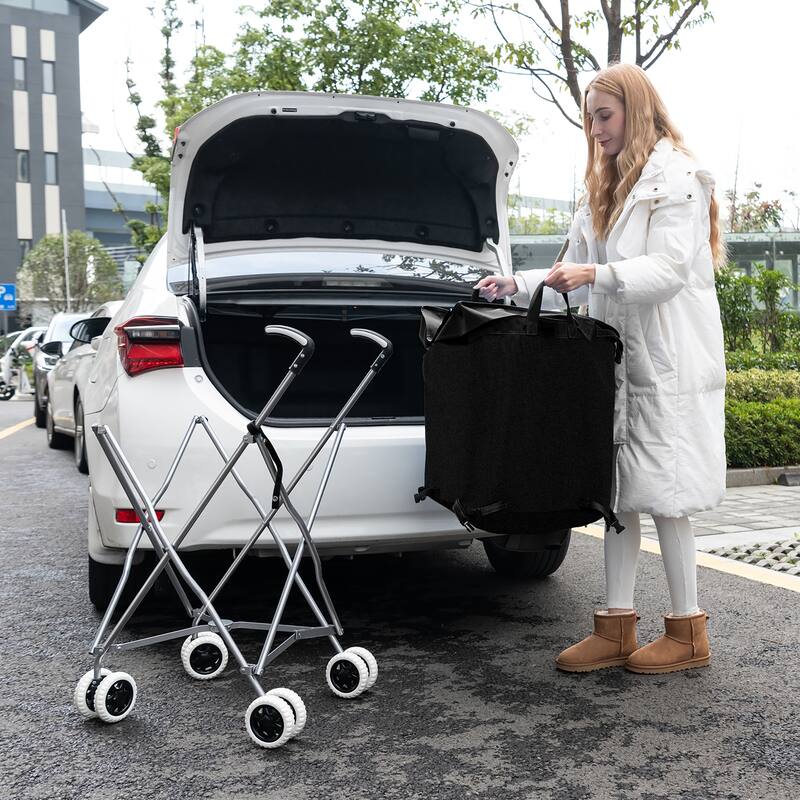 Costway Folding Shopping Cart Utility w/ Water-Resistant Removable