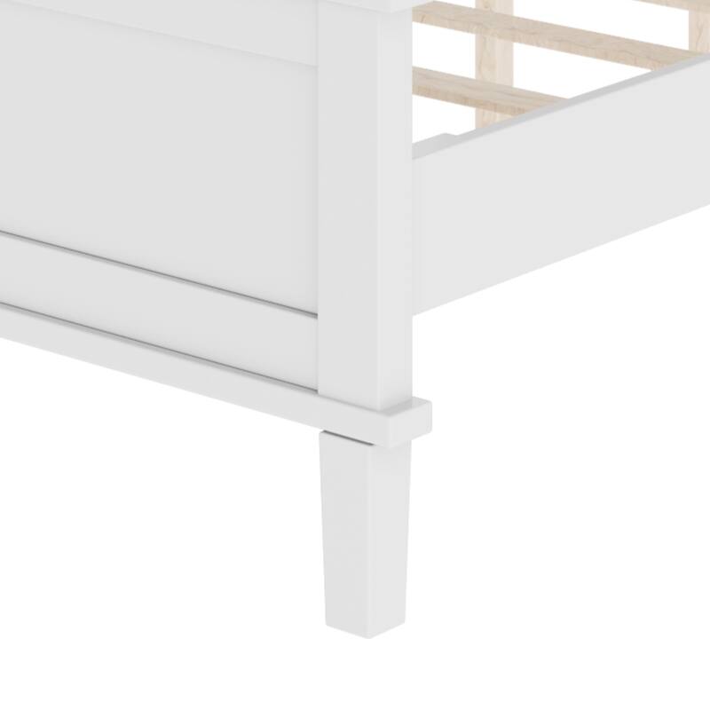 Wood Platform Bed with Headboard and Wood Slat Support