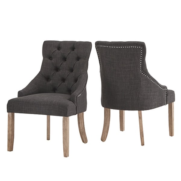 slide 2 of 13, Kimpton Linen Tufted Dining Chair (Set of 2) by iNSPIRE Q Artisan Dark Grey Linen
