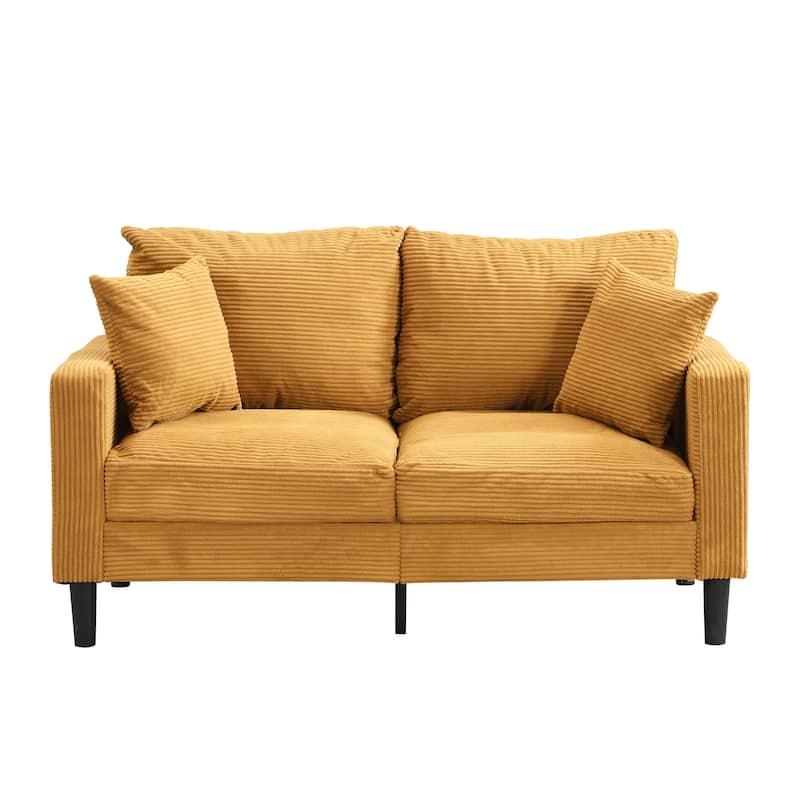 57.9" Corduroy Loveseat Sofa with Wooden Frame, High-Resilience Sponge, and Space-Saving Design