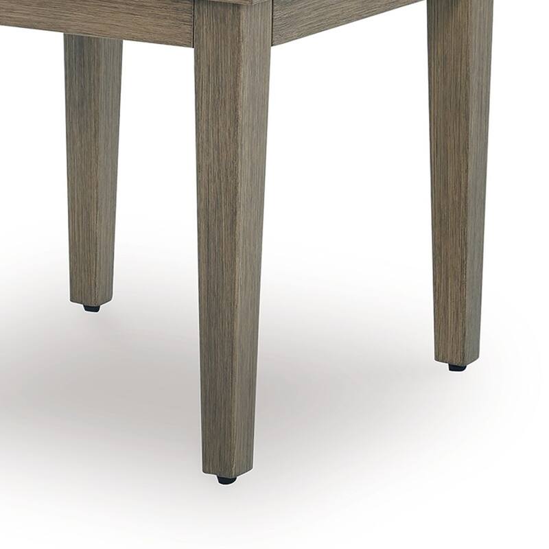 Inaya Outdoor Square End Table, Beige Sintered Stone, 24 Inch Brown