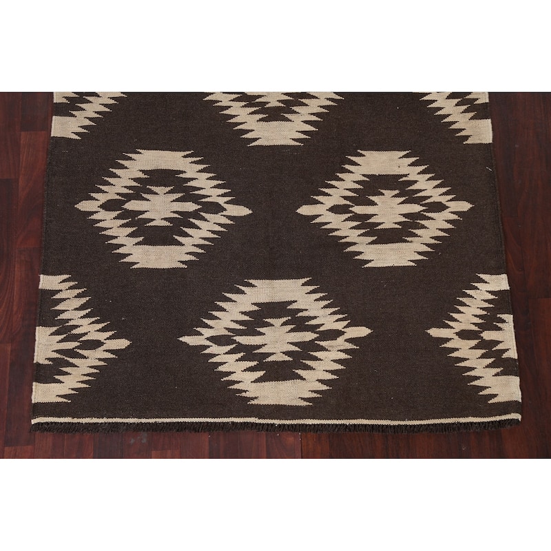 Natural Dye Kilim Tribal Geometric Oriental Wool Area Rug Flat-weave - 4'7" x 7'3"
