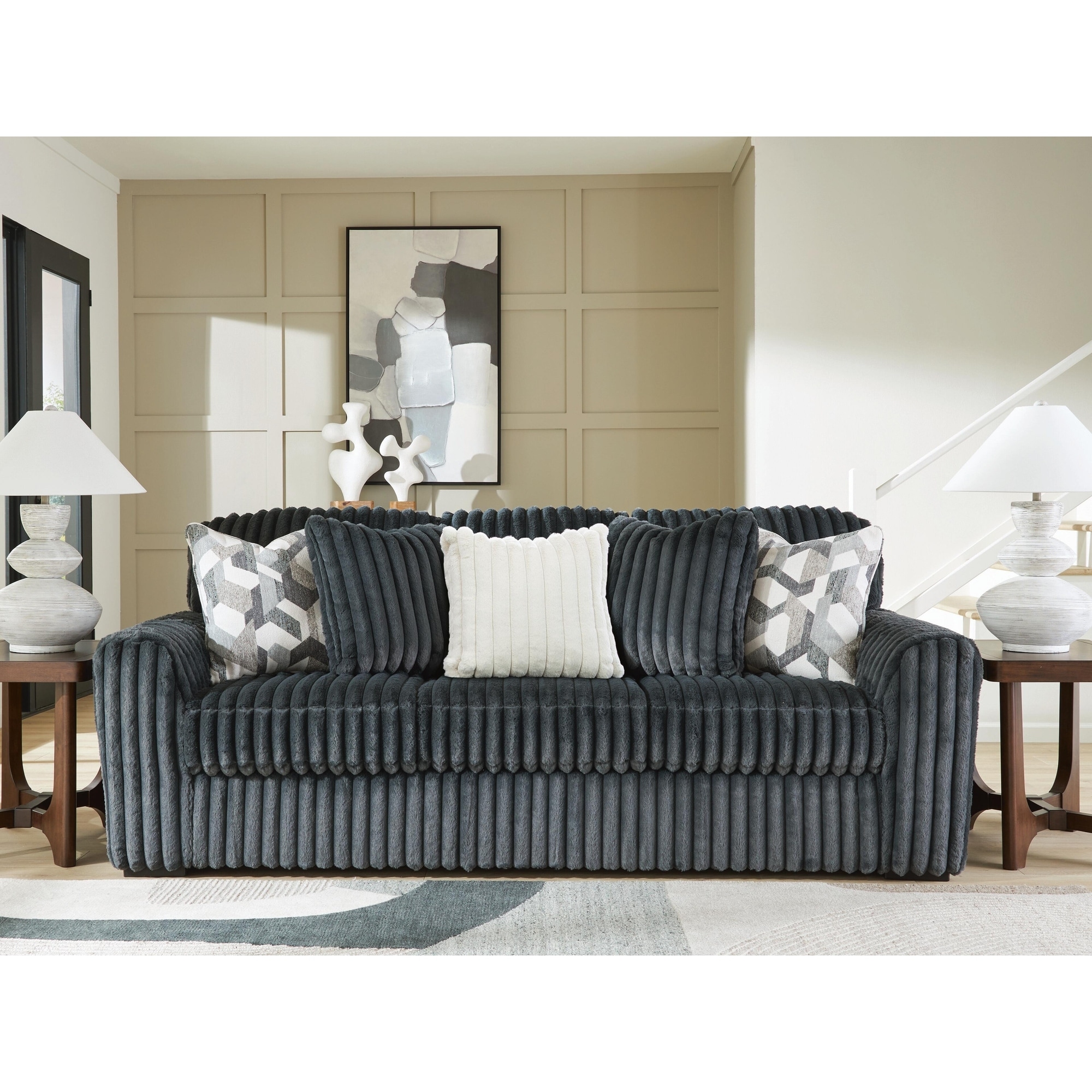 Signature Design by Ashley Midnight-Madness Dark Gray Sofa - 98" W x 41" D x 40" H