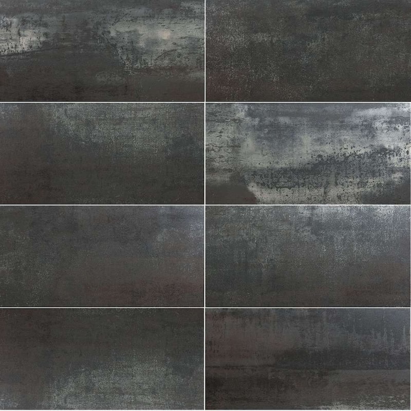 Metallica 12x24 Graphite Semi Polished Porcelain Tile - Floor, Wall - Large Format