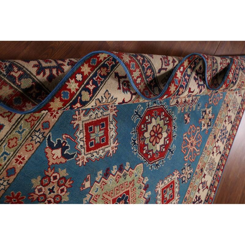 Blue Oriental Kazak Rug Hand-Knotted Wool Carpet - 6'7" x 10'0"