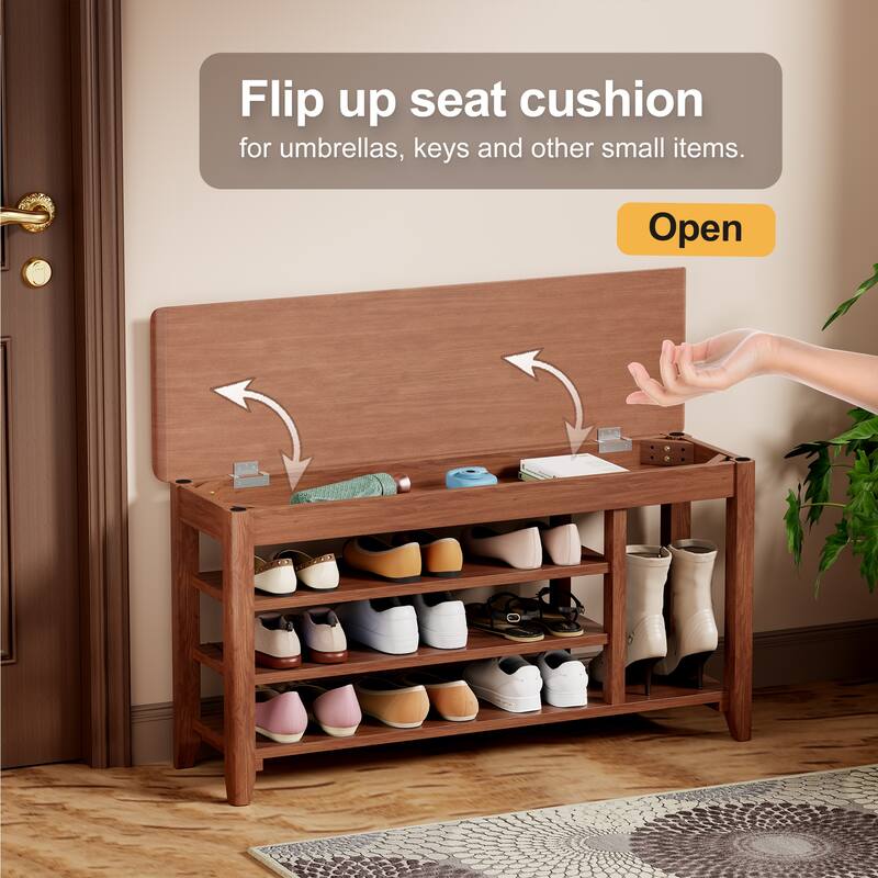 100% Solid Wood Front Door Shoe Rack, Closet Solid Wood Shoe Bench, Load-Bearing 550 Pounds, Hallway Shoe Rack With Space