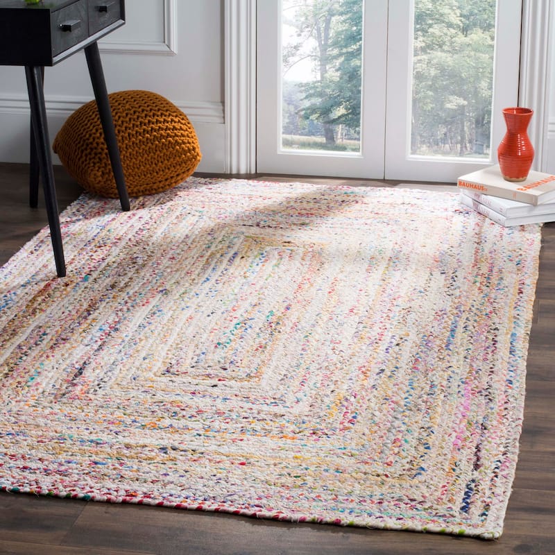 SAFAVIEH Georgine Handmade Nanny Braided Bohemian Cotton Rug - 9' x 12' - Ivory/Multi