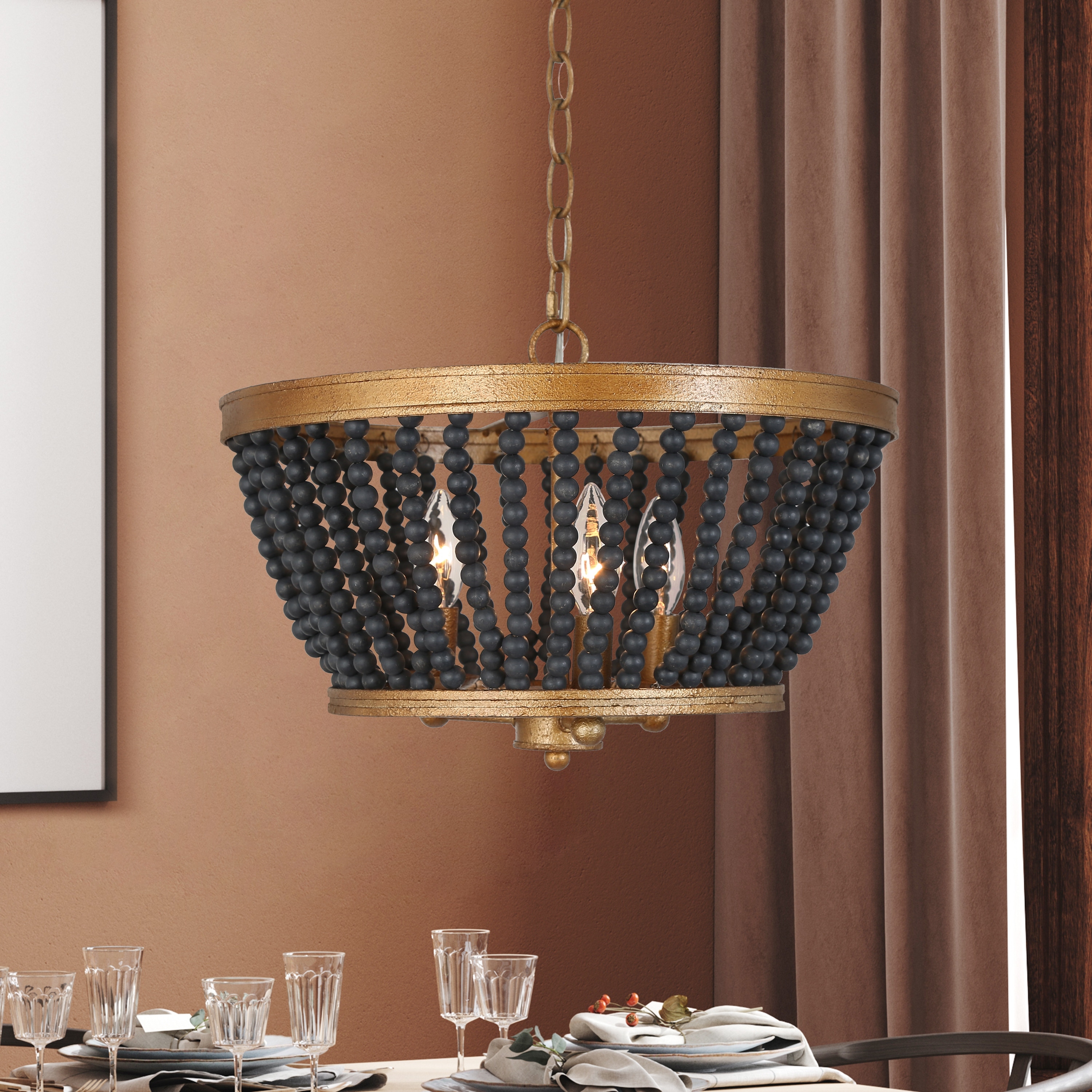 Wooden beads chandelier top