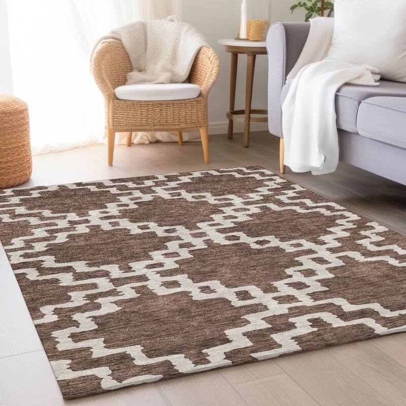 Premium Washable Super Soft Geo Trellis Mayfield Rug - Brown - 5' x 7'6"