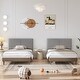 preview thumbnail 10 of 16, VECELO 2-pack Wood Frame Upholstered Kids Bed With Headboard Twin Size Bed Set of 2 Grey