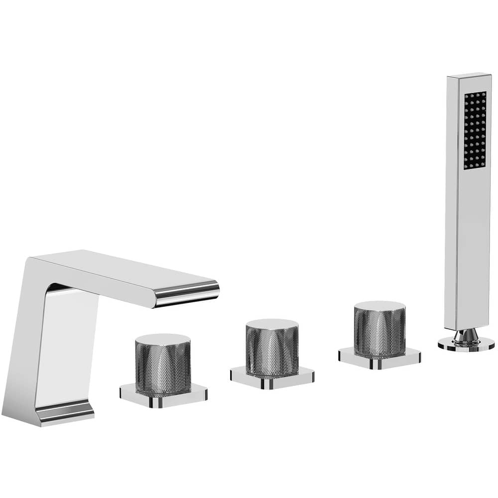 Roman Tub Faucet with Handheld Shower 3-Handle Deck Mount Bathtub Faucet Set