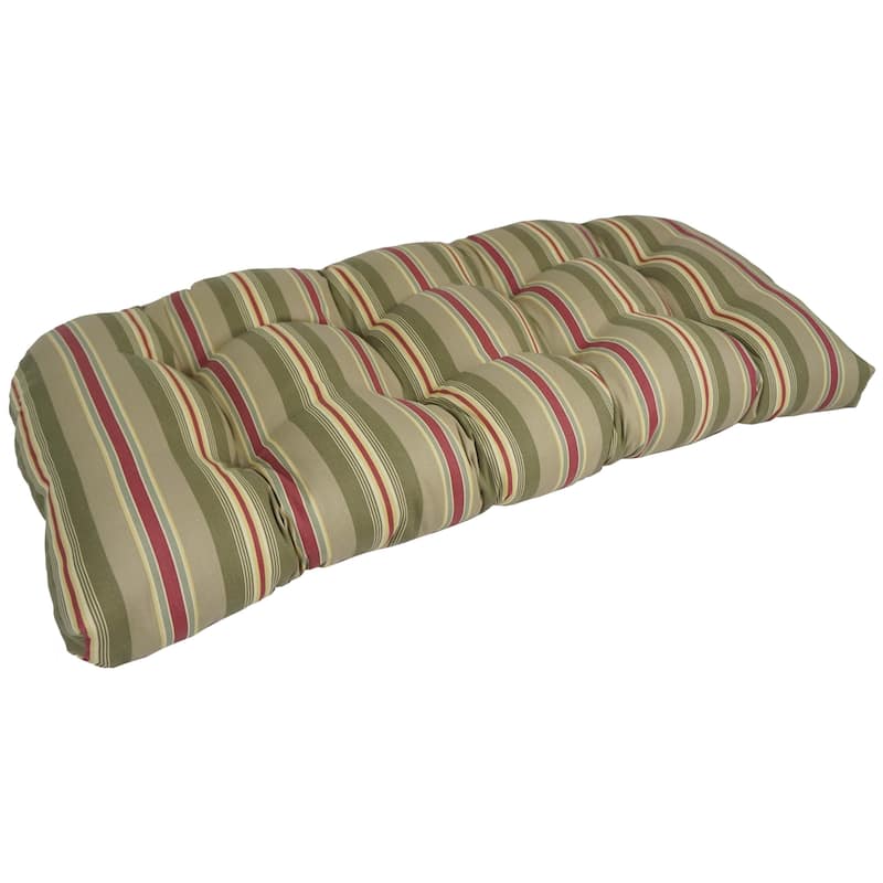 42-inch Rounded Back Tufted Outdoor Loveseat/Bench Cushion - Sunrise Zebra