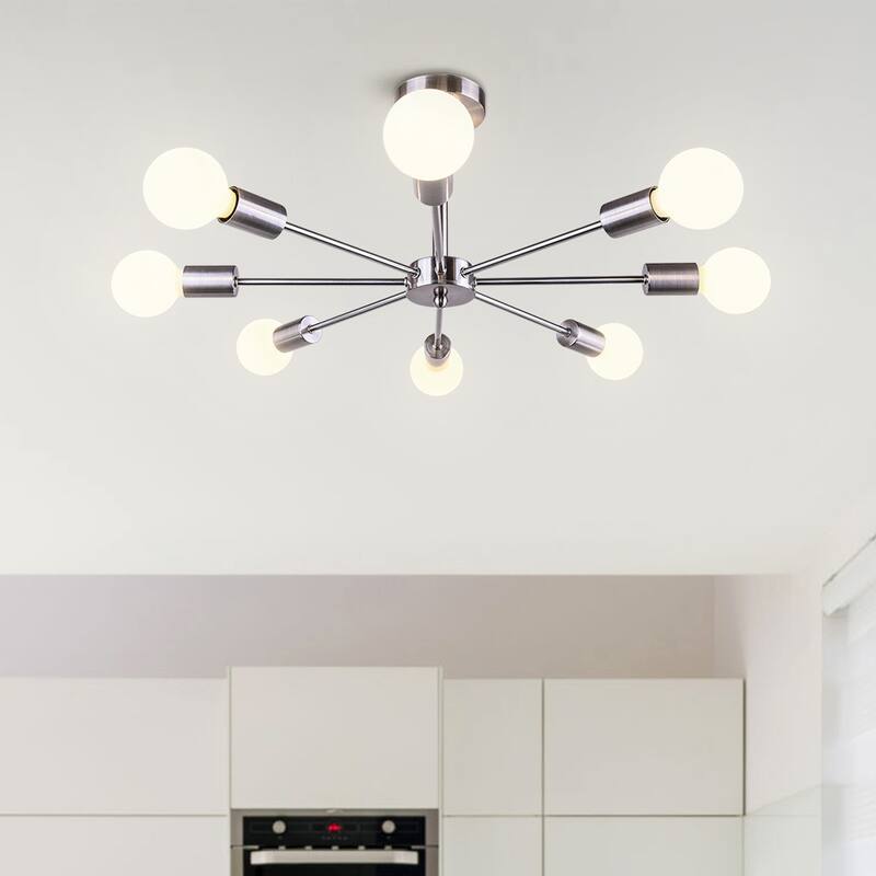 Black/ Gold Sputnik Semi Flush Mount Lamp Close to Ceiling Light Fixture for Living Room/ Kitchen/ Office/ Bedroom/ Foyer