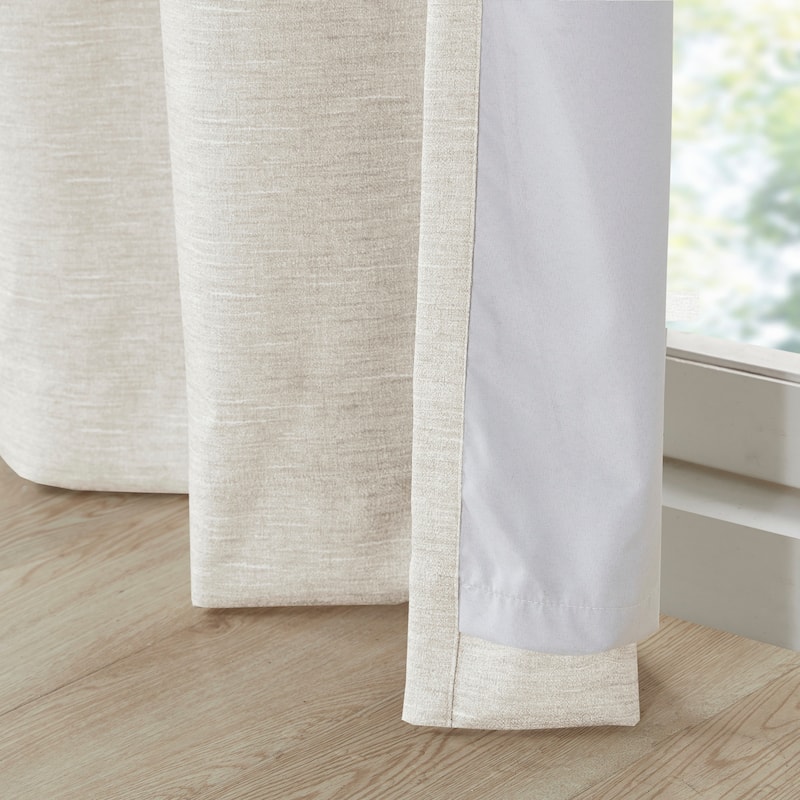 SunSmart Leighton Tonal Printed Faux Silk Total Blackout Curtain Panel Pair