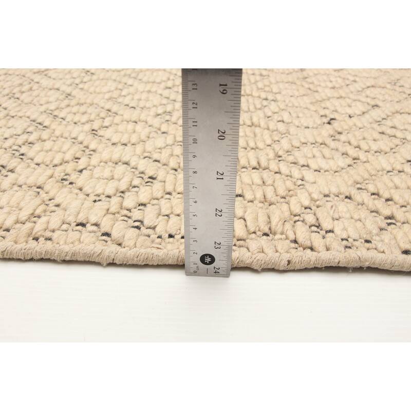 ECARPETGALLERY Braid weave Sienna Beige Wool Rug - 5'3 x 7'7