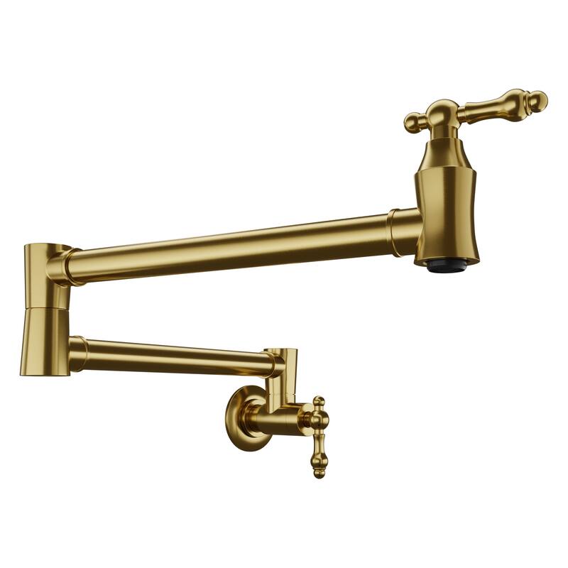 Marca 360-Degree 24" Wall Mounted Pot Filler with Dual Swivel in Brushed Gold - Brushed Gold