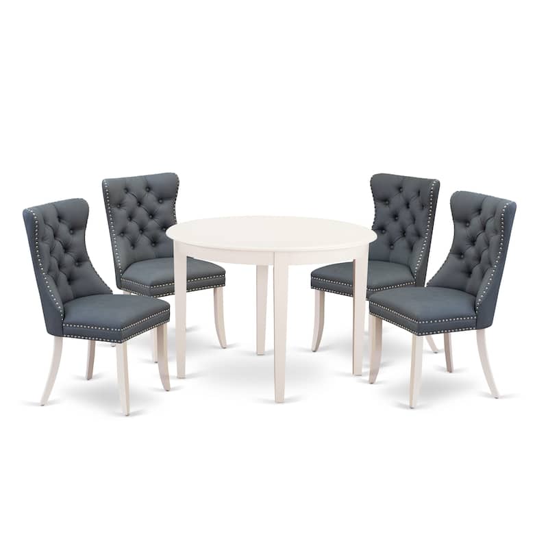 East West Furniture Dining Table Set Includes a Round Dining Table and Parson Chairs, Linen White (Pieces Options) - BODA5-WHI-13