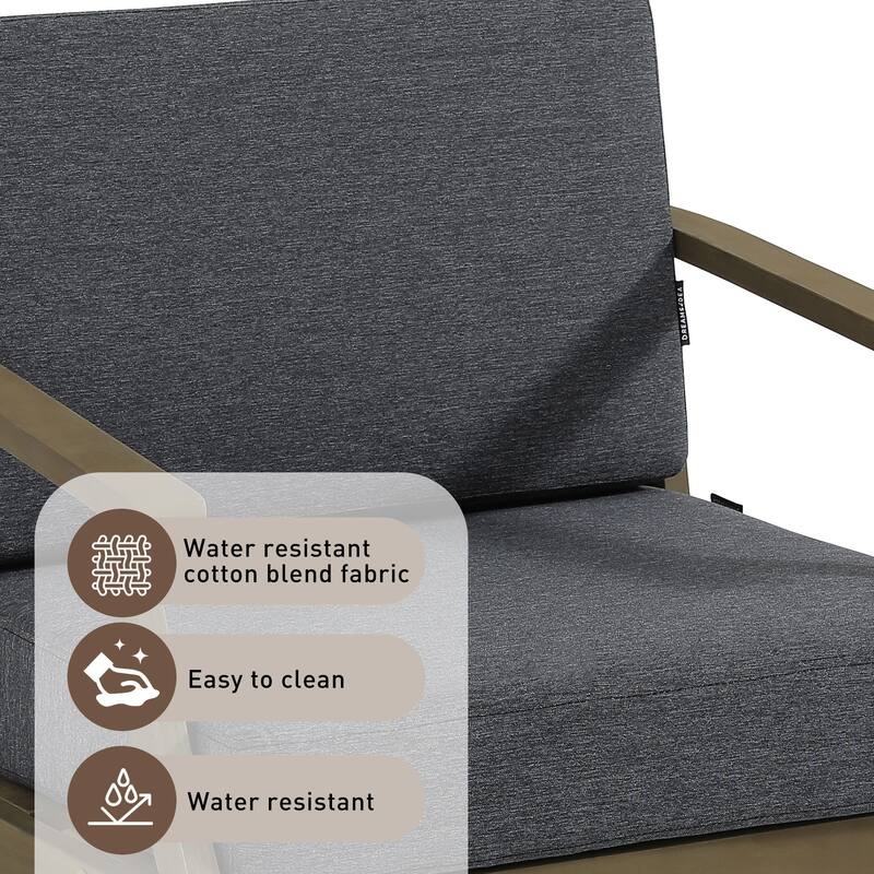 Outdoor Loveseat Sofa with Coffee Table Teak Wood Patio Furniture