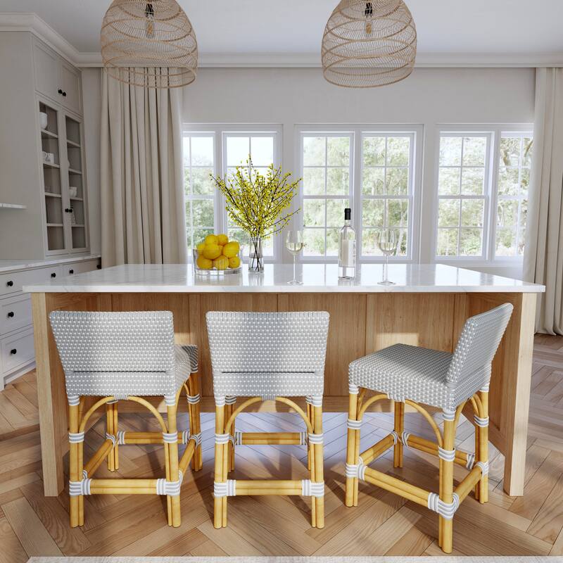 Serienna 24.5"H Seat Rattan Low Back Counter Stool