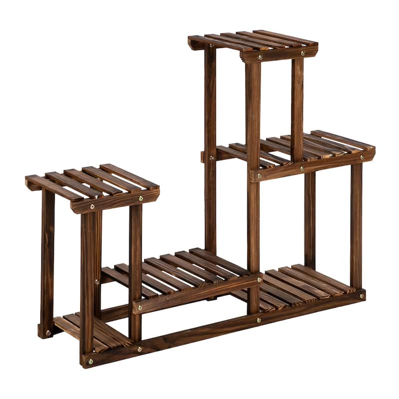 7/10/11/12-Seat Indoor and Outdoor Multi-Function Carbonized Wood Plant Stand,Display Stand