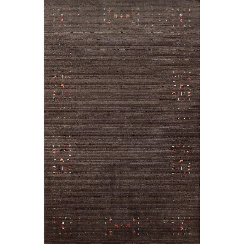 Hand Knotted Oriental 100% Wool Carpet Tribal Tribal Brown Gabbeh Area Rug - 8' 3'' X 5' 3''