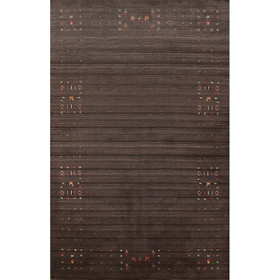Hand Knotted Oriental 100% Wool Carpet Tribal Tribal Brown Gabbeh Area Rug - 8' 3'' X 5' 3''