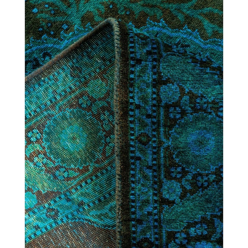 Overton Hand Knotted Wool Vintage Inspired Modern Contemporary Overdyed Blue Area Rug - 2' 8" x 4' 1"
